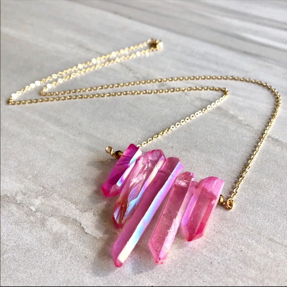 Estrella & Luna Jewelry - ➖LAST➖Pink Aura Quartz Boho Necklace💕